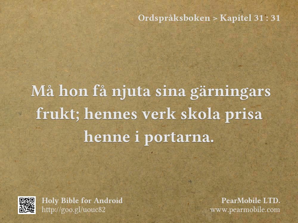 Ordspråksboken, Kapitel 31:31